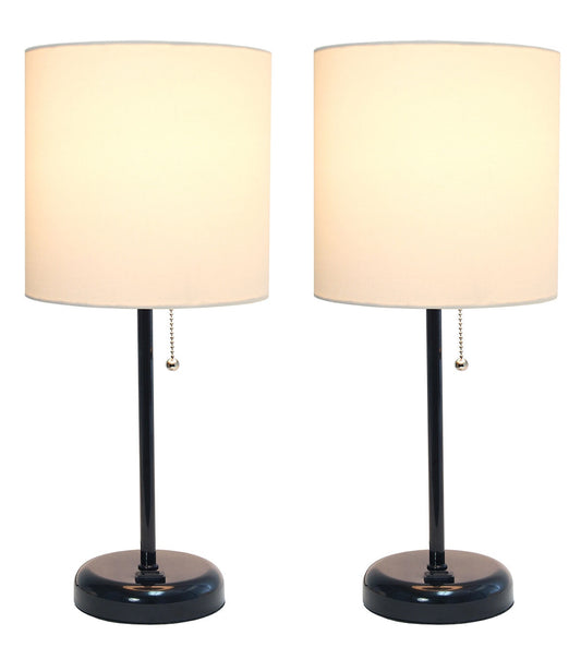 All The Rages 19.5" Black Stick Lamp With Charging Outlet 2pk