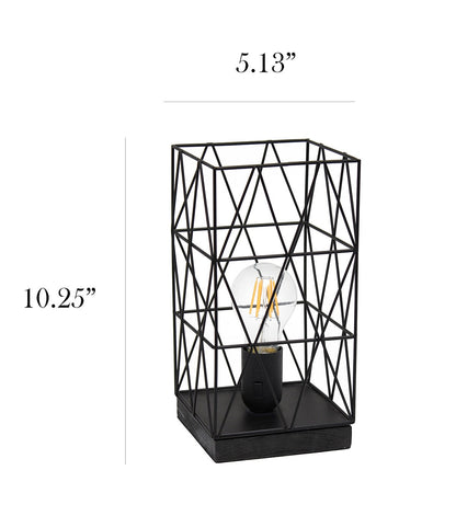 All The Rages Black Geometric Square Metal Table Lamp