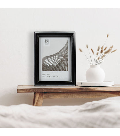 5" x 7" Black Glazing Resin Tabletop Picture Frame by Place & Time