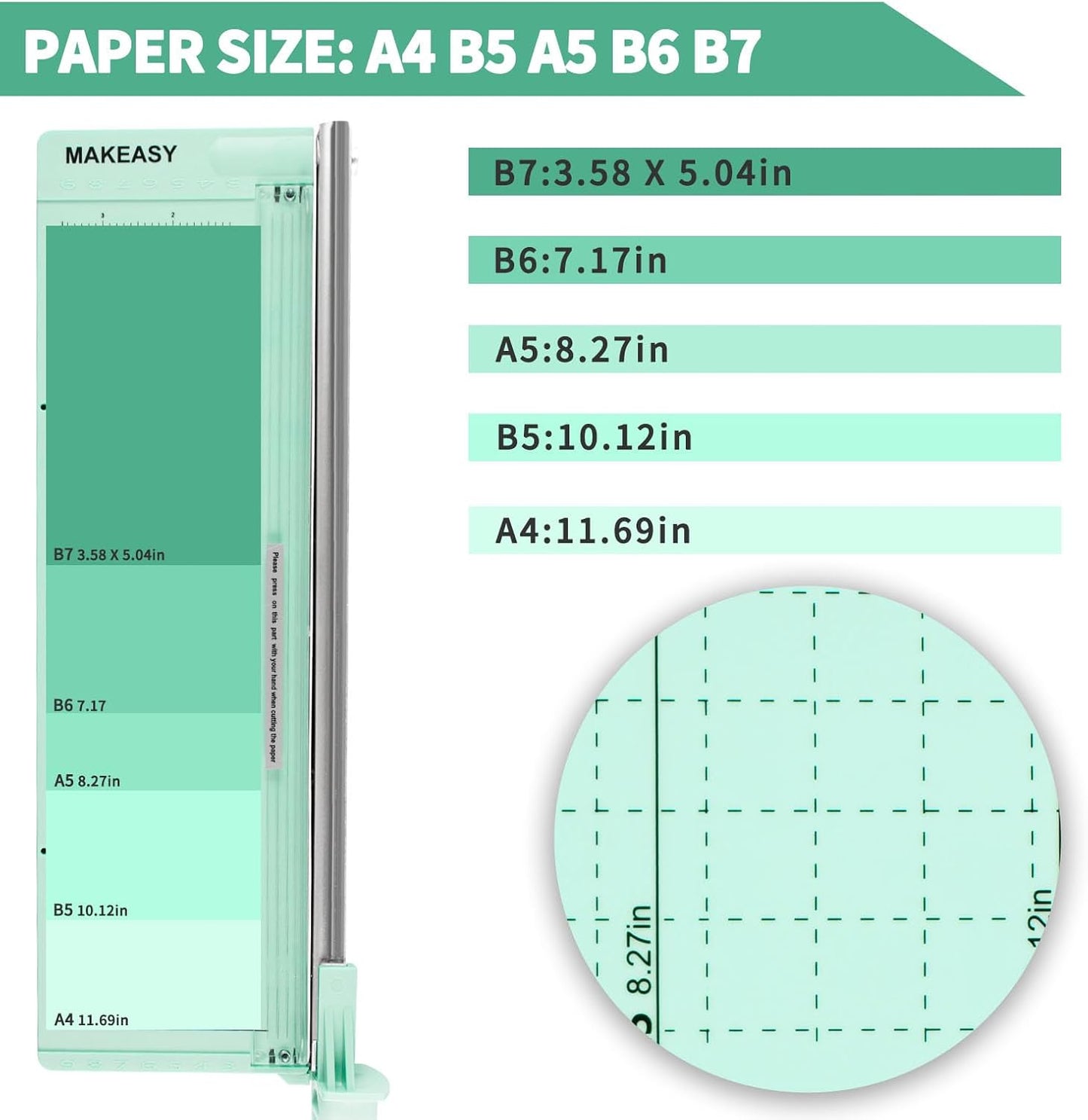 MAKEASY Paper Cutter 12 Inch, 8 Sheet Capacity, Heavy Duty Paper Cutter for Cardstock, Guillotine Paper Trimmer for Crafting, Classroom and Office