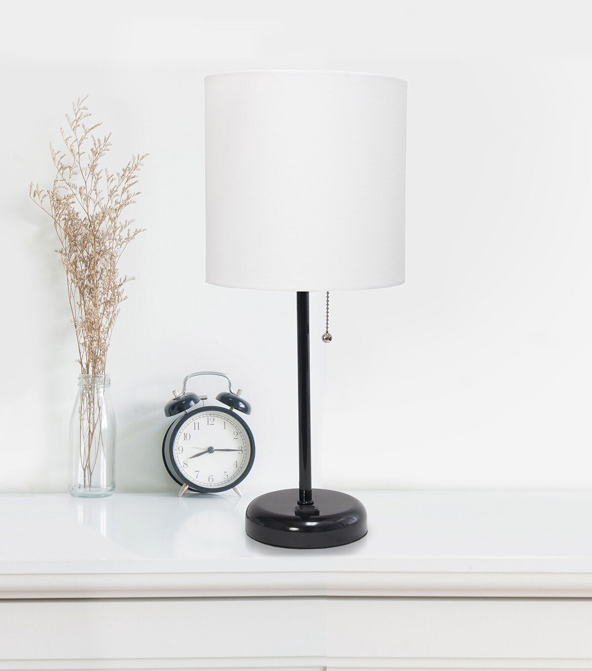 All The Rages 19.5" Black Stick Lamp With Charging Outlet 2pk