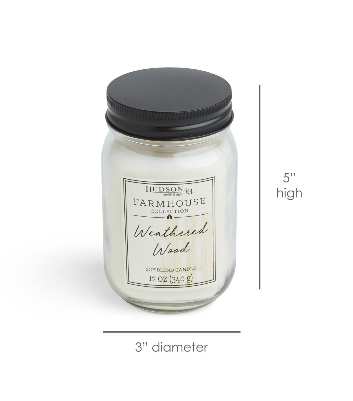 12oz Weathered Wood Scented Mason Jar Candle by Hudson 43