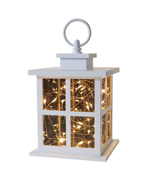 7" White LED Rustic Lantern by Place & Time