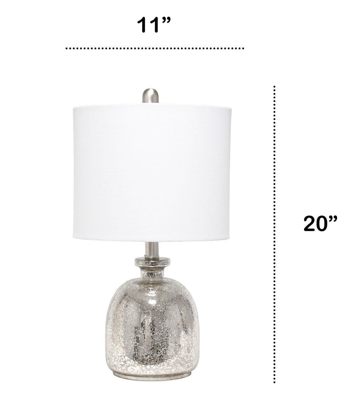 All The Rages Mercury Glass Jar Table Lamp with White Linen Shade