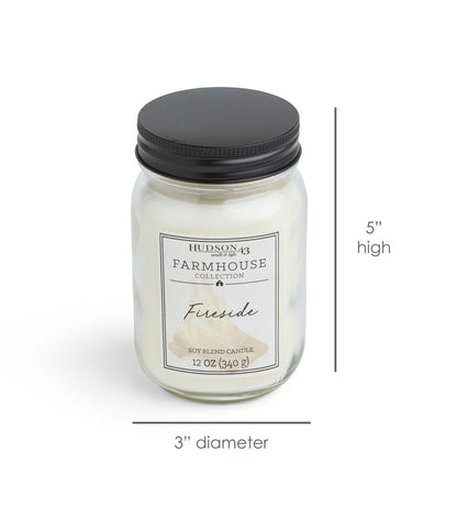 12oz Fireside Scented Mason Jar Candle by Hudson 43