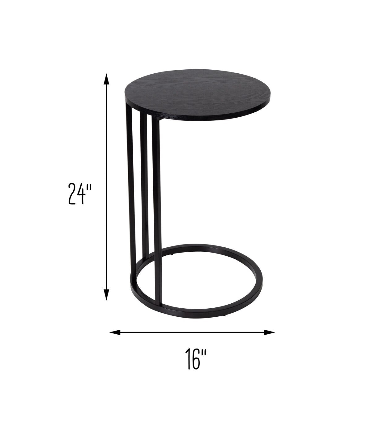 Honey Can Do Black Round C Shaped Table
