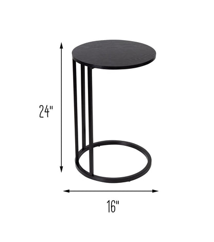 Honey Can Do Black Round C Shaped Table