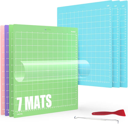 Lzerking Cutting Mat for Cricut 4 Pack Accessories and Supplies Variety Replacement Standard Light Strong Frabic Cut Pads Cricket Cards for Cut Machine Maker/Maker 3/Air/Air 2 with Scraper Pick Needle