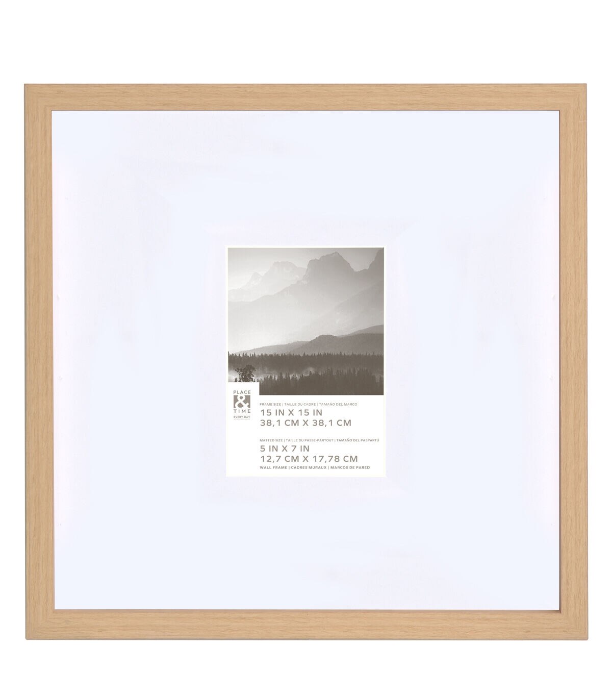 15" x 15" Matted to 5" x 7" Natural Wall Frame by Place & Time