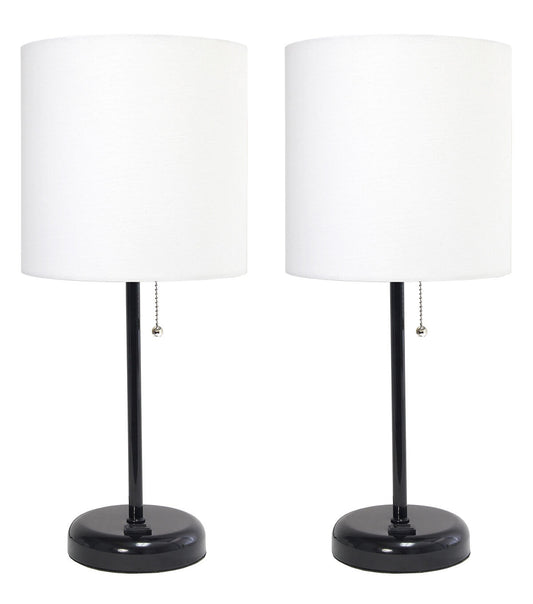 All The Rages 19.5" Black Stick Lamp With Charging Outlet 2pk