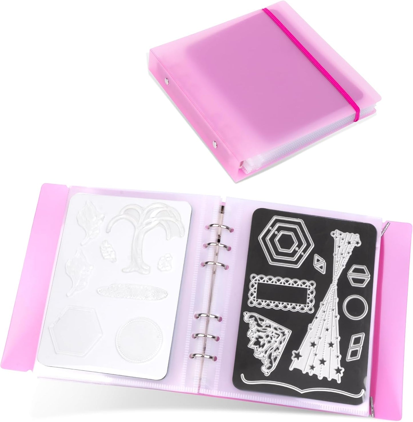 UNIMEIX 12 Pcs Magnetic Sheets for Die Storage with 1 Binder Cover, Stamp and Die Storage Pockets Die Cut Storage for Card Making Supplies(0.8 mm Thickness, Purple)