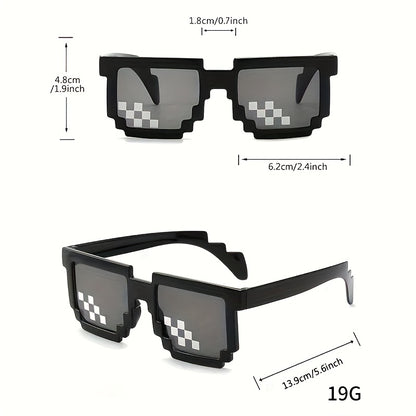 1 Paire de Lunettes Tendance pour Jeunes avec Design Pixelisé en Forme de Coche - Monture Carrée Noir\u002FBlanc, Accessoires Décoratifs Casuals pour Garçons & Filles 3-14 Ans, Fêtes, Accessoires Photo, Lunettes Durables pour Ados