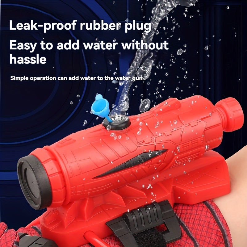 Arme à eau Spider Kid - Design de toile rouge et noire, action à pompe manuelle, jeu en plein air pour les jeunes, parfait pour les vacances en plein air, jouet de jeu en plein air | Détail de toile | Arme à eau en plastique durable, arme à eau Spider