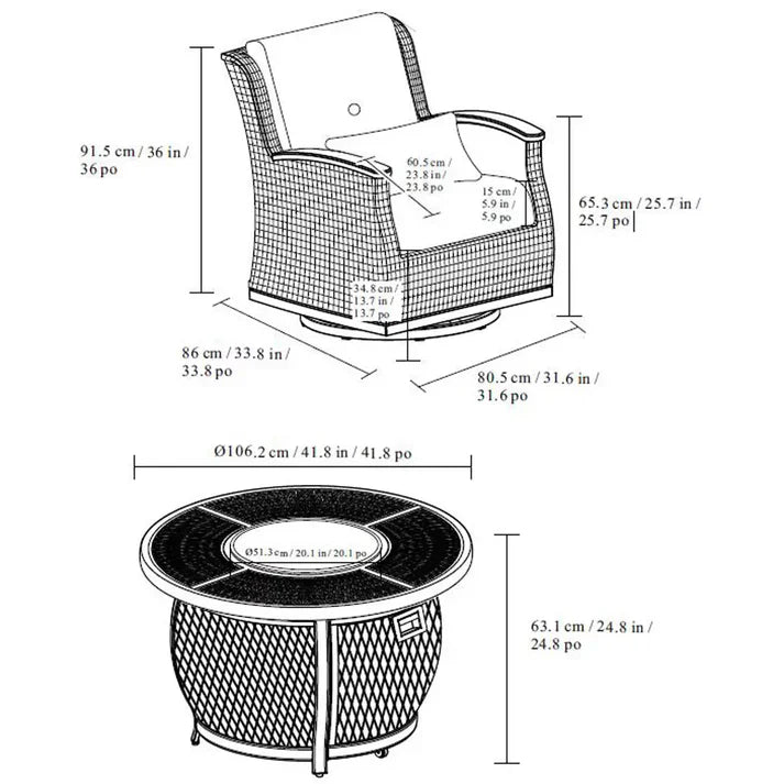 💥LIDL clearance sale💥Agio Vermont 5 Piece Woven Fire Deep Seating Patio Set + Cover