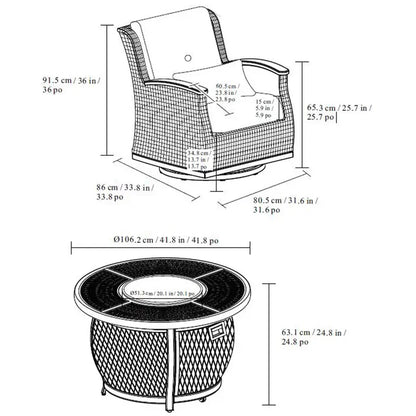💥LIDL clearance sale💥Agio Vermont 5 Piece Woven Fire Deep Seating Patio Set + Cover