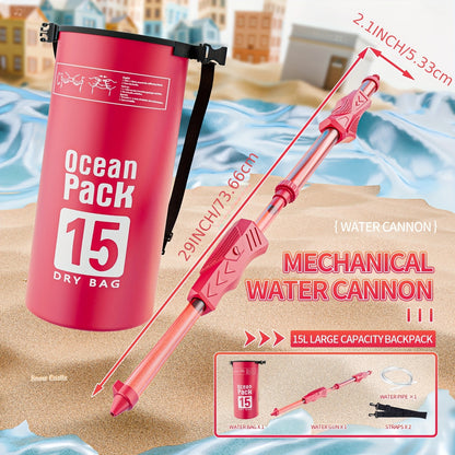 Grand canon d'eau mécanique à extraction pour les combats d'eau au parc, la plage, la piscine et les loisirs estivaux. Nouvelle jouet pour les enfants.
