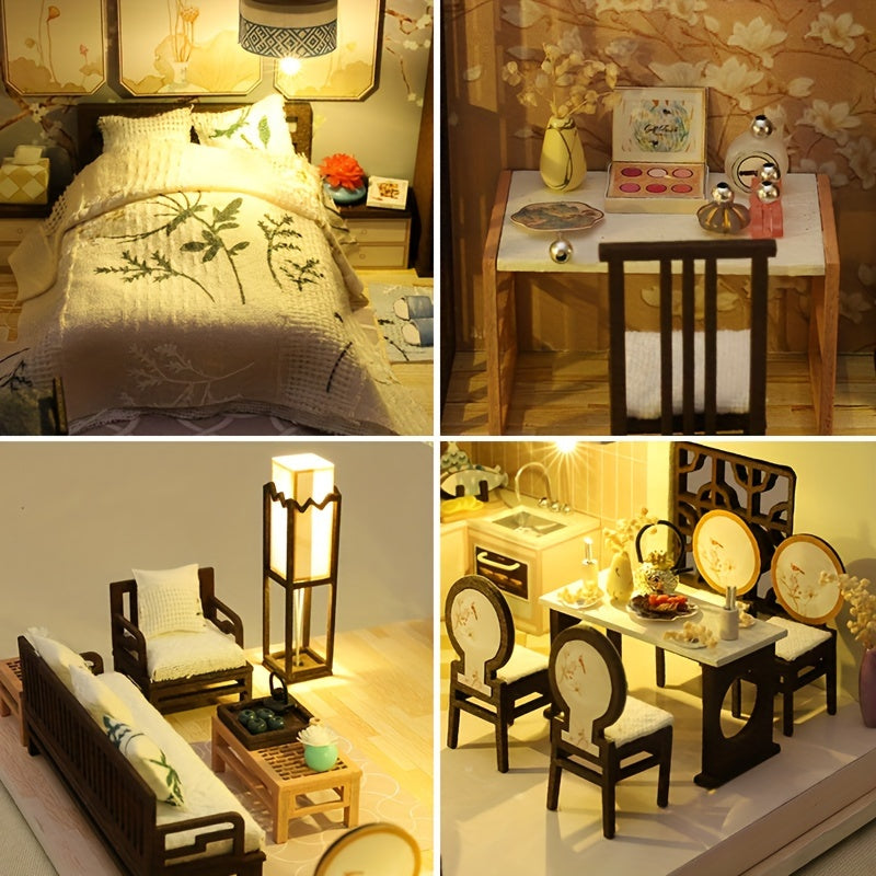 Yaxinju Puzzle de Construction de Modèle Micro en 3D, Jouet de Petite Chambre Cabane à Faire Soi-même, Artisanat en Bois, Saint-Valentin, Action de Grâce, Halloween, Noël, Cadeau d'Anniversaire, Idéal pour Noël, Parfait pour l'Action de Grâce